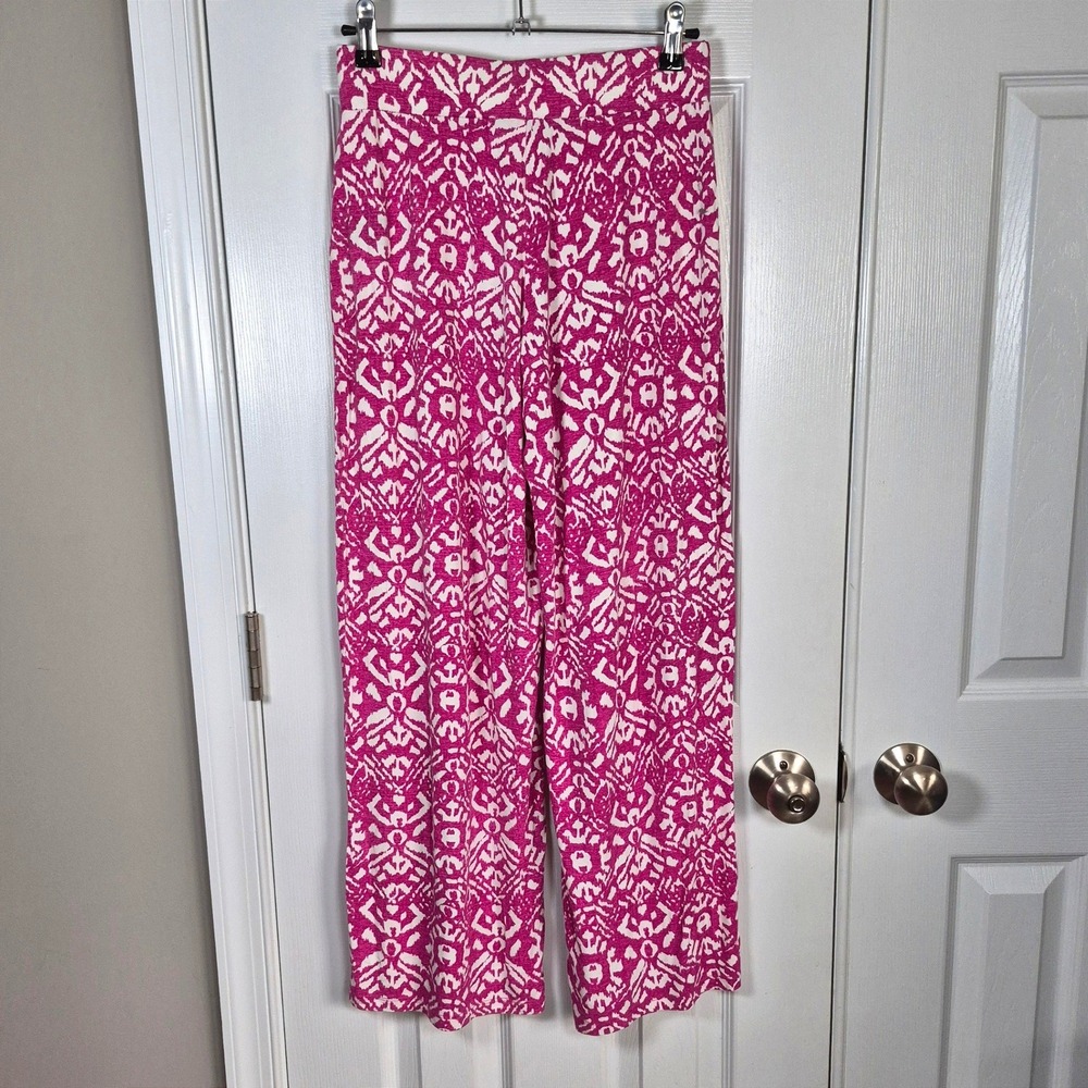 Lauren Ralph Lauren hot pink white damask print wide leg palazzo pants womens XS - Picture 9 of 9